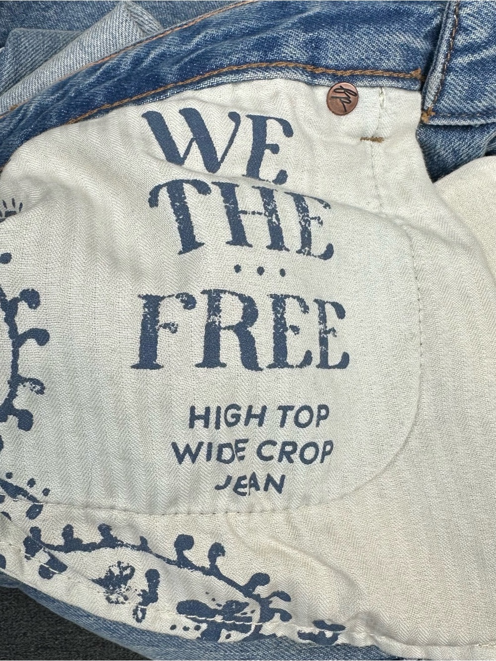 We The Free High Top Wide Crop Jeans Size 29 Light Wash - Picture 10 of 14